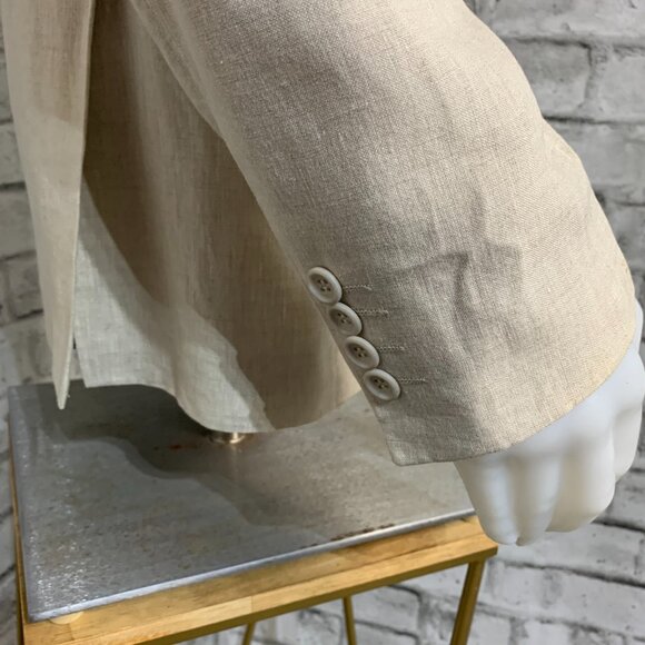 Vintage 90s Le Chateau Lightweight 100% Linen Two Button Blazer Sport Coat - Picture 4 of 16